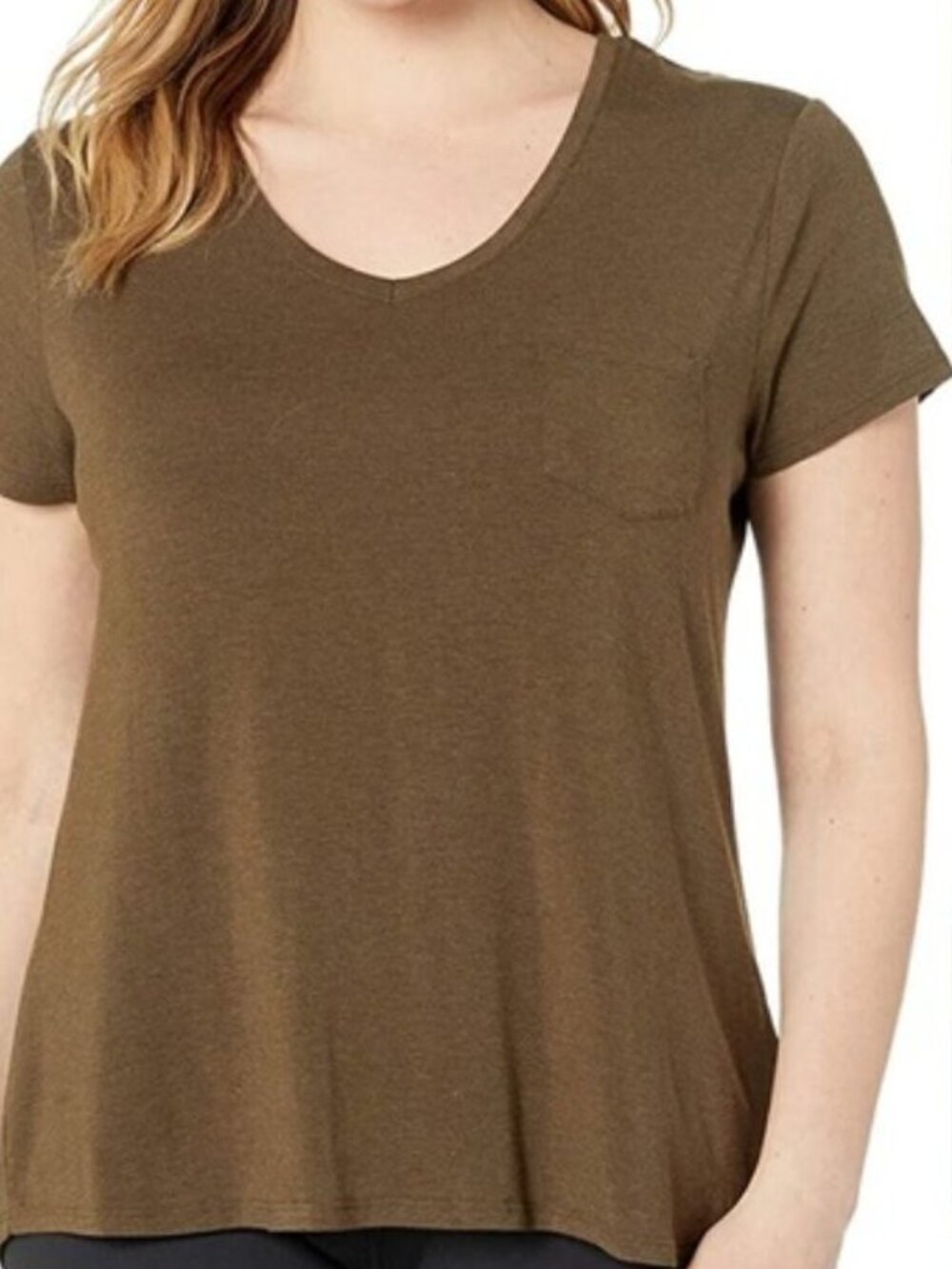 Prana Foundation Olive Brown V-Neck Short Sleeve Pocket T-Shirt XS